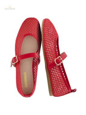 Mary Jane Mesh Flats with Adjustable Buckle Strap and Memory Foam Cushioning